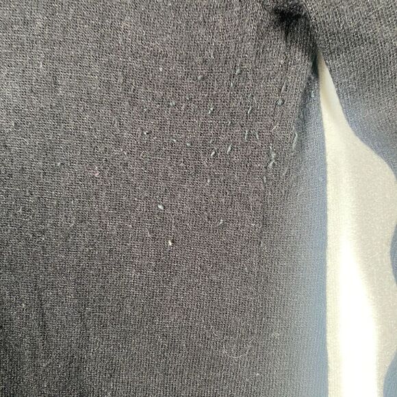 LOFT Black Sweater Beaded Peter Pan Collar Keyhole Back Size M - Picture 9 of 13